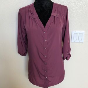Roaman's Button Down 3/4 Sleeve Blouse